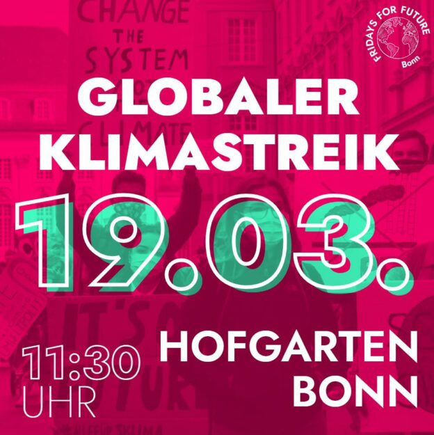 Globaler Klimastreik 19.03. 11:30 Uhr Hofgarten Bonn